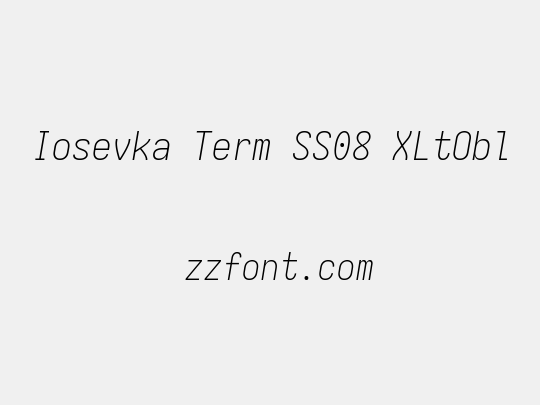 Iosevka Term SS08 XLtObl